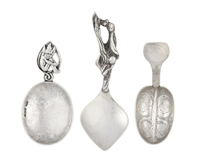 Lot 36 - Three Edward VII and Later Silver Caddy-Spoons,...