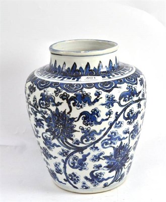 Lot 401 - Chinese blue and white porcelain lotus vase