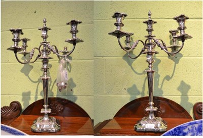 Lot 410 - Two 20th century large silver plated candelabra