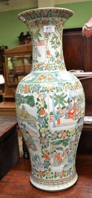 Lot 411 - Chinese famille vert large porcelain vase, 19th century, restored