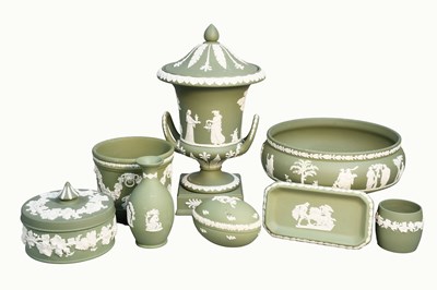 Lot 185 - Collection of Sage Green Wedgwood Jasperware,...