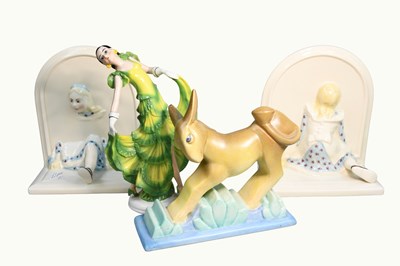 Lot 188 - Carlton Ware Bookends, of Alice in Wonderland...
