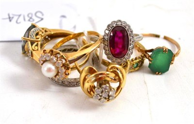 Lot 429 - Eternity ring and six assorted dress rings