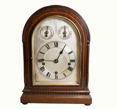 Lot 261 - A German Mahogany Quarter Chiming Table Clock,...