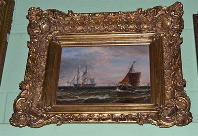 Lot 441 - Circle of George Chambers, shipping off Dover, oil on canvas, 22cm by 29.5cm