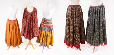 Lot 2033 - Five 20th Century Indian Decorative Skirts in...