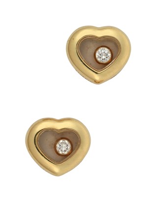 Lot 2056 - A Pair of 'Happy Diamond' Earrings, by Chopard...