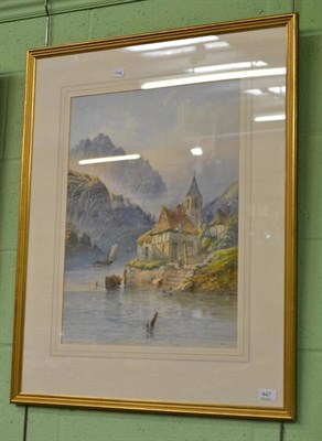 Lot 447 - Edwin Earp, (1851-1945), Italian lakeland scene, signed watercolour, 57cm x 42cm