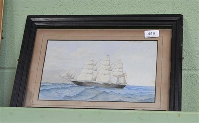 Lot 449 - 19th century, A Tea Clipper, framed watercolour