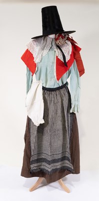 Lot 2048 - Traditional Welsh Costume comprising a red and...