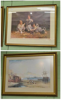 Lot 450 - David Shepherd, playtime, signed limited edition print and another depicting a seascape with...