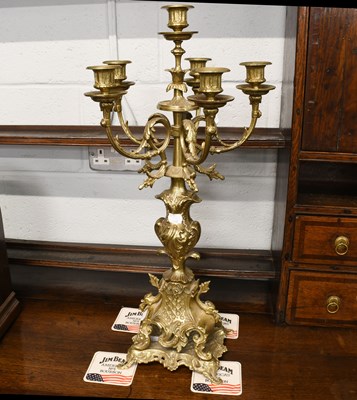 Lot 262 - A Gilt Metal Six-Light Candleabra/Centre Piece,...