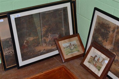 Lot 452 - Four framed hunting prints and three comical hunting prints (7)