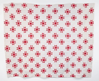 Lot 2023 - Late 19th Century Red Flower Head Patchwork...