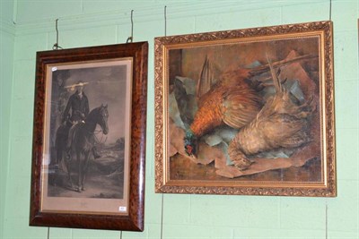 Lot 457 - Soar?, Still life of dead game, framed oil on canvas, a gilt picture frame and a large framed print