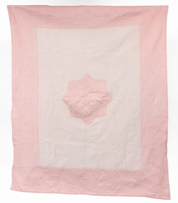 Lot 2018 - Late 19th Century Pink Cotton Star Quilt, with...