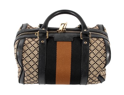 Lot 2067 - Gucci Boston Bag with diamante pattern canvas,...