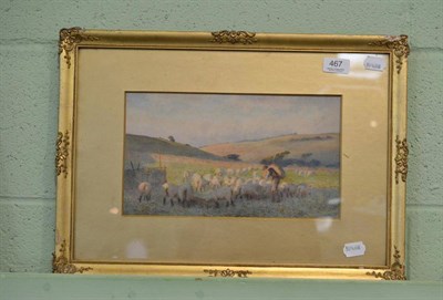 Lot 467 - Joseph Kilpatrick, shepherd attending his sheep, signed watercolour