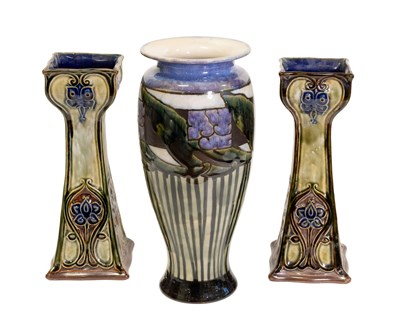 Lot 39 - A Pair of Royal Doulton Stoneware Vases, circa...