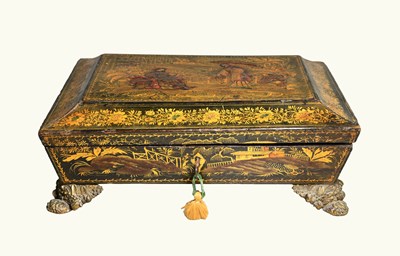 Lot 150 - A Regency Japanned Workbox, circa 1830, of...