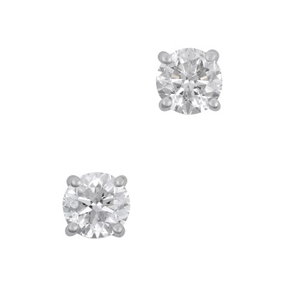 Lot 2101 - A Pair of 18 Carat White Gold Diamond...