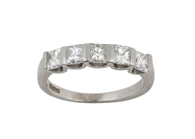 Lot 2109 - A Platinum Diamond Five Stone Ring the...