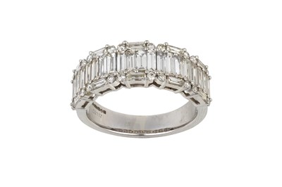 Lot 2118 - A Platinum Diamond Ring a row of baguette cut...