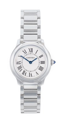 Lot 2163 - Cartier: A Lady’s Stainless Steel Wristwatch,...