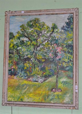 Lot 479 - H Henderson, Garden Scene with a Rose Tree, oil on canvas