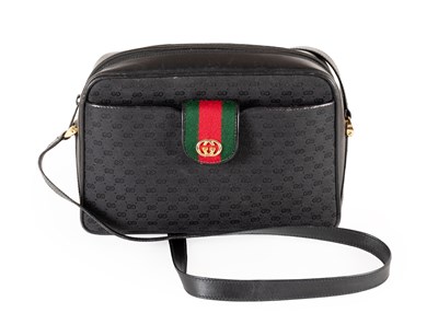 Lot 1063 - A Gucci GG Monogram Black Canvas and Leather...