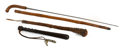 Lot 377 - A 19th Century Fruitwood Sword Stick, the 77cm...