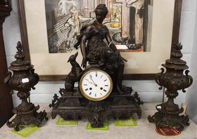 Lot 263 - A Victorian Bronzed Striking Mantel Clock with...