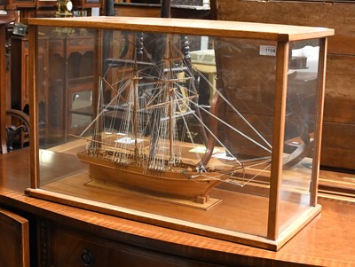 Lot 1194 - A Cased Scale Model Two Masted Schooner, of...