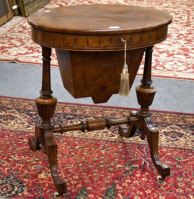 Lot 1260 - A Victorian Burr Walnut Oval Work Table, with...