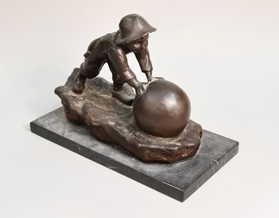 Lot 236 - A Bronzed Figure of a Young Boy, on slate base,...