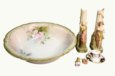 Lot 240 - A Pair of Royal Dux Porcelain Figural Posy...