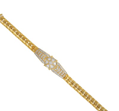Lot 2010 - A Diamond Bracelet the central hexagonal...