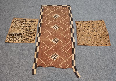 Lot 2134 - Two African Kuba Panels of geometric design,...