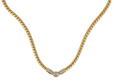 Lot 2002 - A Diamond Necklace the oval cut diamond in a...