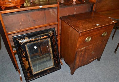 Lot 524 - Mirror in black painted chinoiserie cushion frame, altered Georgian mahogany commode and a...