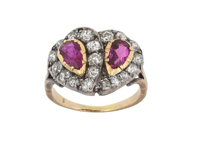 Lot 2050 - A Ruby and Diamond Ring, circa 1850 two pear...