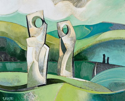 Lot 610 - Geoffrey Key (b.1941) "Gate Posts" Signed and...