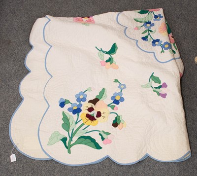 Lot 1008 - Early 20th Century Pansy Appliqué Quilt,...