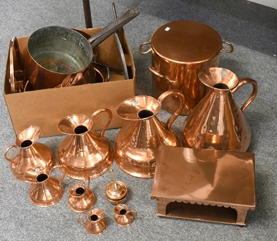 Lot 1343 - A Group of Victorian Copper Cooking Vessels,...