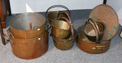 Lot 1341 - A Group of Victorian Brass and Copper Cooking...