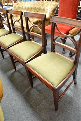 Lot 543 - A set of six 19th century mahogany dining chairs with C-shaped scrolls to the backs