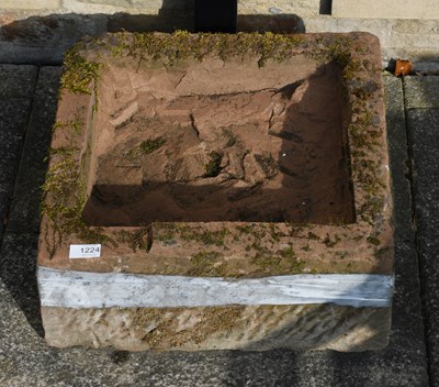 Lot 1224 - A Square Red Sandstone Garden Trough, 46cm by...