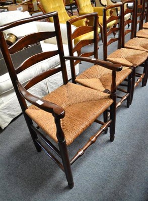 Lot 553 - Set of eight country style rush seated chairs