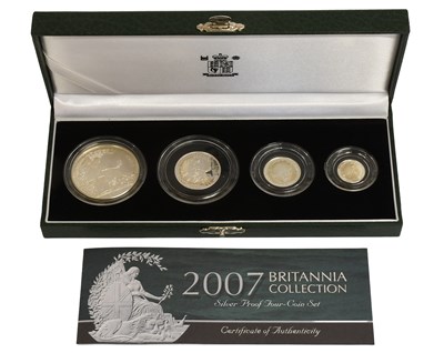 Lot 412 - UK, Silver Proof Britannia Collection 2007, 4...