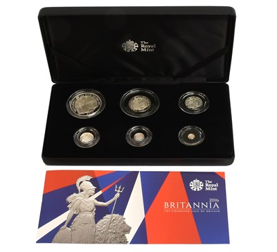 Lot 386 - UK, Silver Proof Britannia Set 2016, 6 coin...